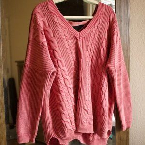 Ladies - By Together Pink Chunky Knit Sweater